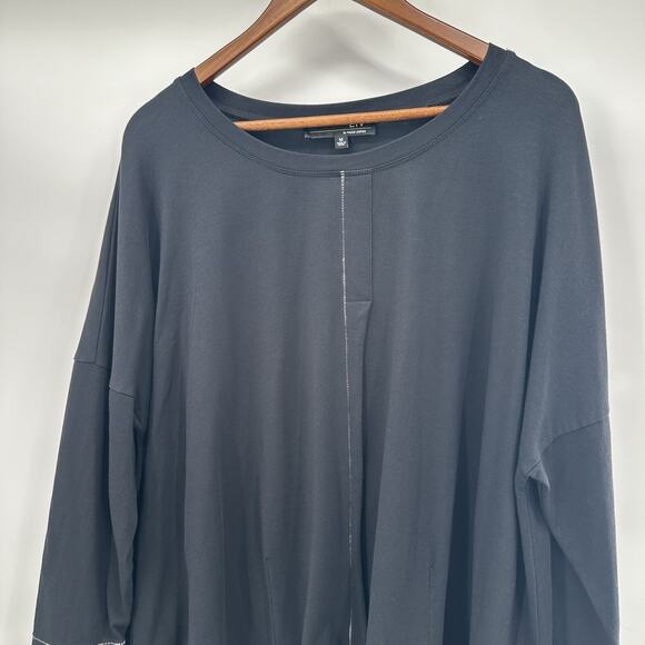 Habitat LIV Shirt Top Womens Medium Black Lagenlook Boxy Minimalist Pima Stretch - Picture 2 of 10